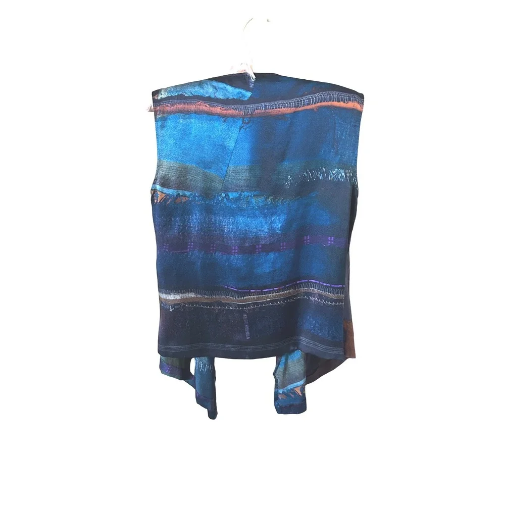 Piazza Sempione Made In Italy Pure Silk Sleeveless Layering Cardigan Duster